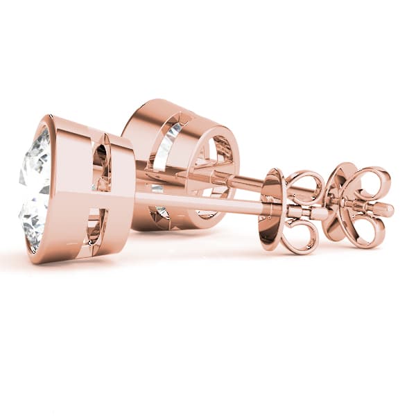 Round Bezel Set Solitaire Studs (3/4 ct. tw.), Angle view in rose gold