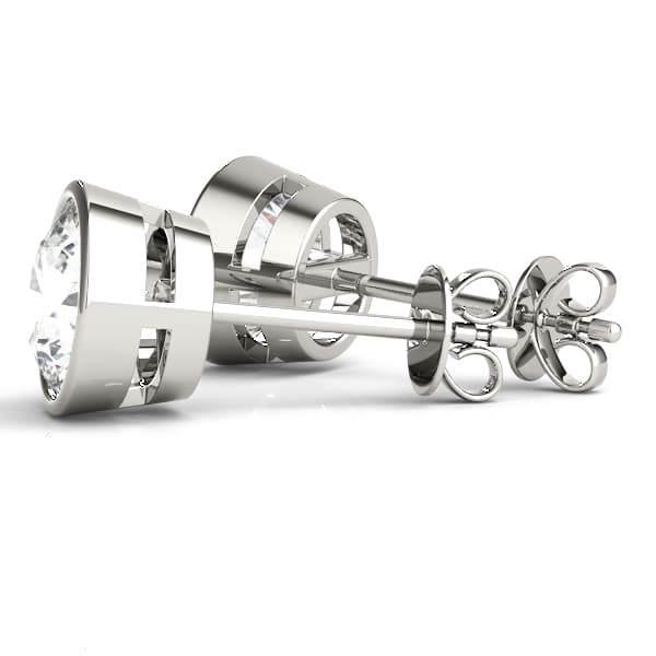 Round Bezel Set Solitaire Studs (1/3 ct. tw.), Angle view in white gold or platinum