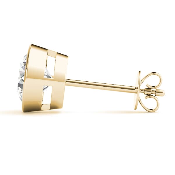 Round Bezel Set Solitaire Studs (1/3 ct. tw.), Side view in yellow gold