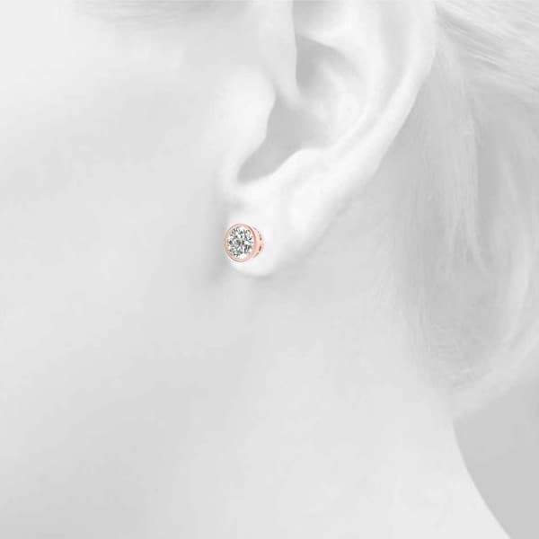 Round Bezel Set Solitaire Studs (3/4 ct. tw.), Top view in rose gold