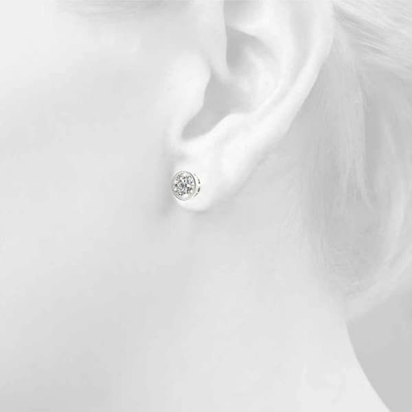 Round Bezel Set Solitaire Studs (1/3 ct. tw.), Top view in white gold or platinum