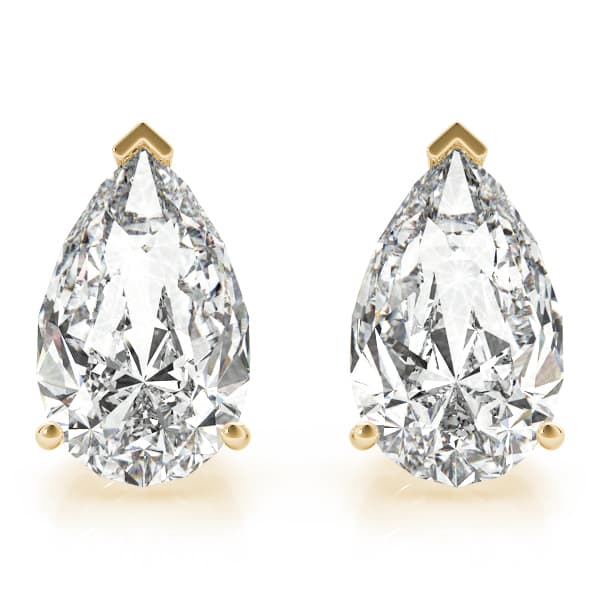 10mm 4-prong Prong V Corner Earrings 2wi (7 ct. tw.), Front view in yellow gold