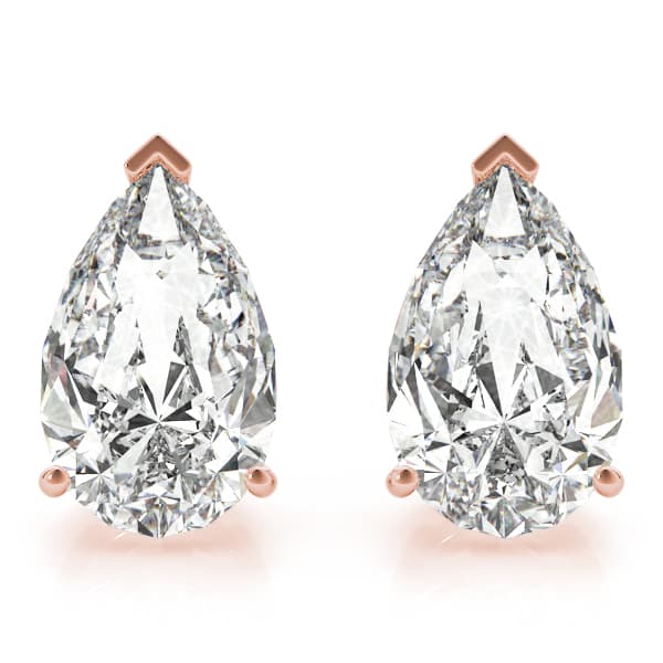 10mm 4-prong Prong V Corner Earrings 2wi (12 ct. tw.), Front view in rose gold