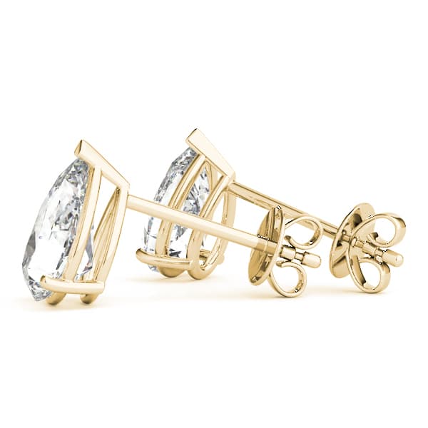 10mm 4-prong Prong V Corner Earrings 2wi (7 ct. tw.), Angle view in yellow gold