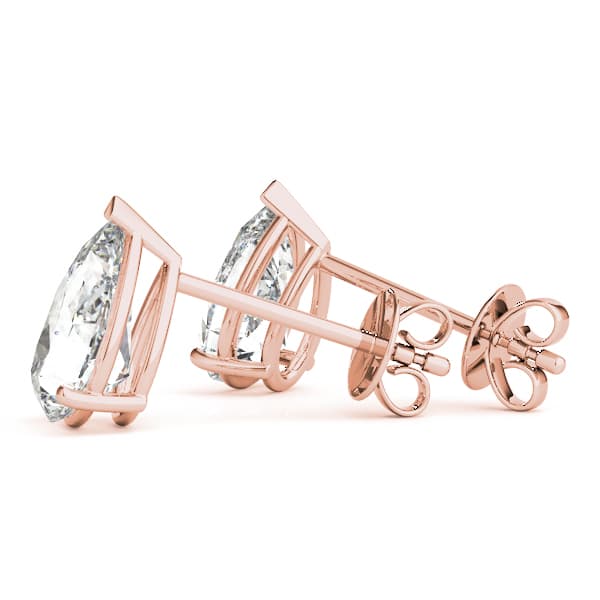 10mm 4-prong Prong V Corner Earrings 2wi (12 ct. tw.), Angle view in rose gold