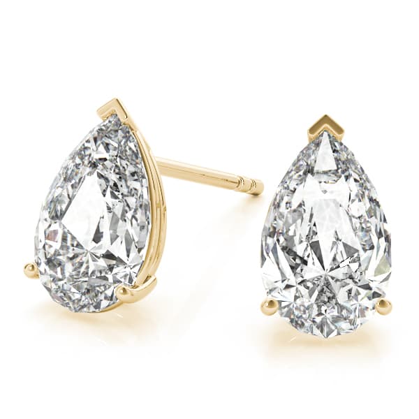 10mm 4-prong Prong V Corner Earrings 2wi (7 ct. tw.), On hand view in yellow gold