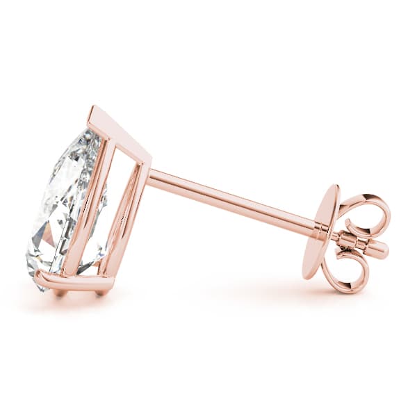 10mm 4-prong Prong V Corner Earrings 2wi (12 ct. tw.), Side view in rose gold