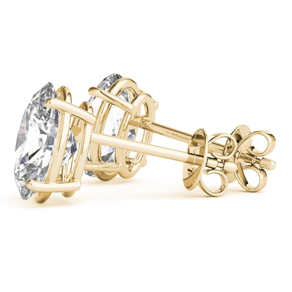 Oval Solitaire Basket Studs (4 ct. tw.), Angle view in yellow gold