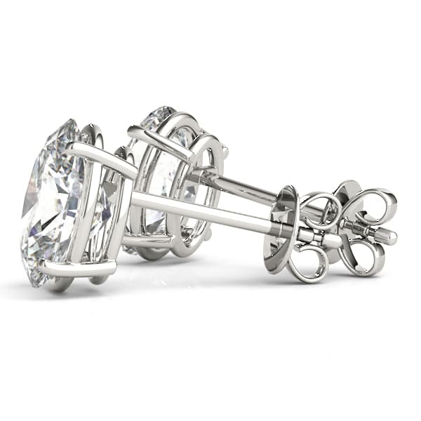 Oval Solitaire Basket Studs (5 ct. tw.), Angle view in white gold or platinum