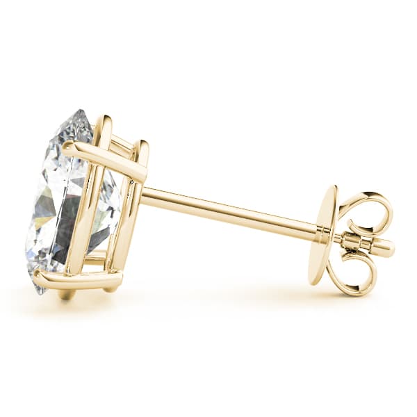Oval Solitaire Basket Studs (4 ct. tw.), Side view in yellow gold