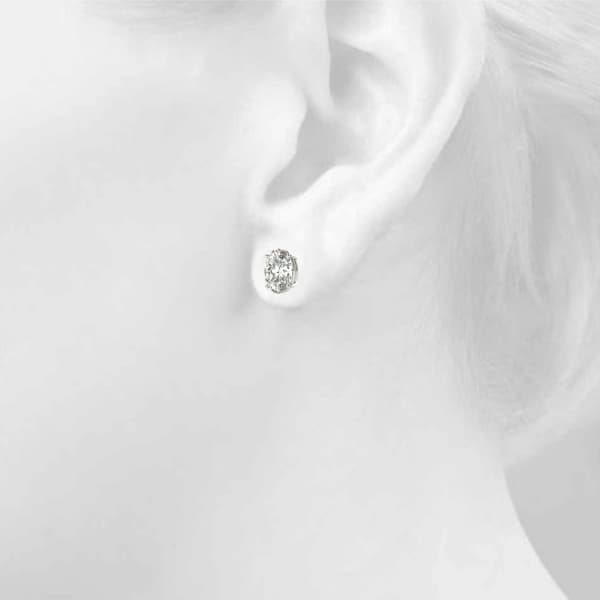Oval Solitaire Basket Studs (5 ct. tw.), Top view in white gold or platinum
