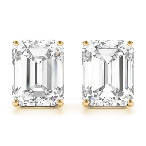 10mm 4-prong Emerald 2wire Earrings (9 ct. tw.), Front view in yellow gold