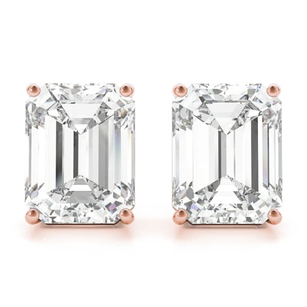 10mm 4-prong Emerald 2wire Earrings (9 ct. tw.), Front view in rose gold