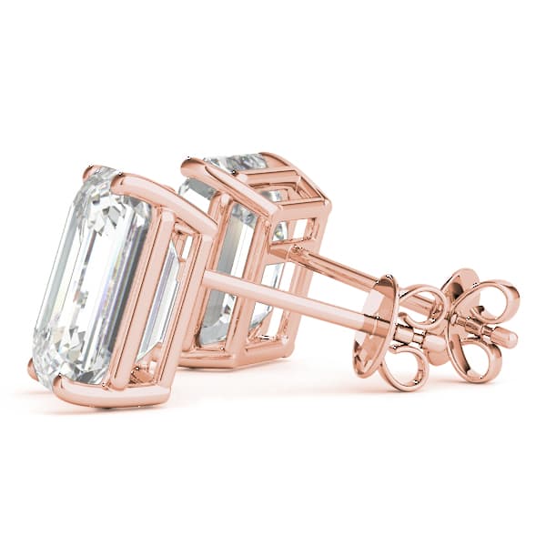 10mm 4-prong Emerald 2wire Earrings (9 ct. tw.), Angle view in rose gold