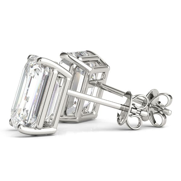 10mm 4-prong Emerald 2wire Earrings (5 ct. tw.), Angle view in white gold or platinum