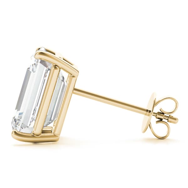 10mm 4-prong Emerald 2wire Earrings (9 ct. tw.), Side view in yellow gold
