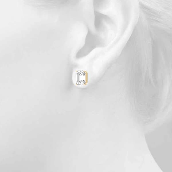 10mm 4-prong Emerald 2wire Earrings (9 ct. tw.), Top view in yellow gold