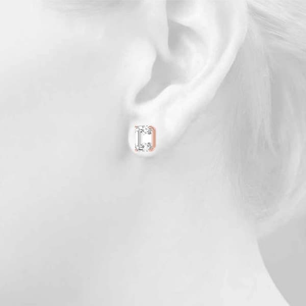 10mm 4-prong Emerald 2wire Earrings (9 ct. tw.), Top view in rose gold