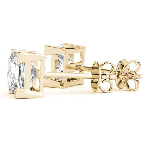 Solitaire Princess Cut Studs (3 ct. tw.), Angle view in yellow gold