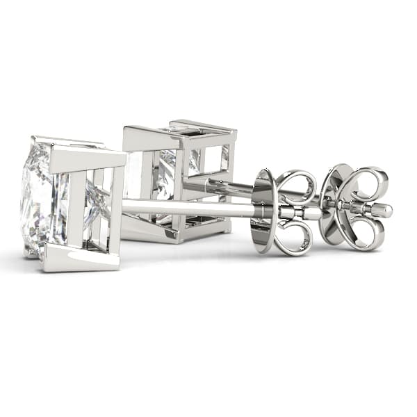 Solitaire Princess Cut Studs (3 ct. tw.), Angle view in white gold or platinum