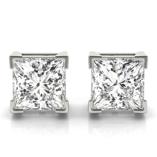 Solitaire Princess Cut Studs — 2.5 MM — View 1