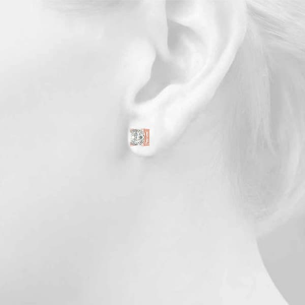 Solitaire Princess Cut Studs (3 ct. tw.), Top view in rose gold