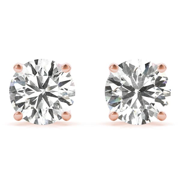 4-Prong Round Earring Screwback Setting (0.030) (1 ct. tw.), Front view in rose gold