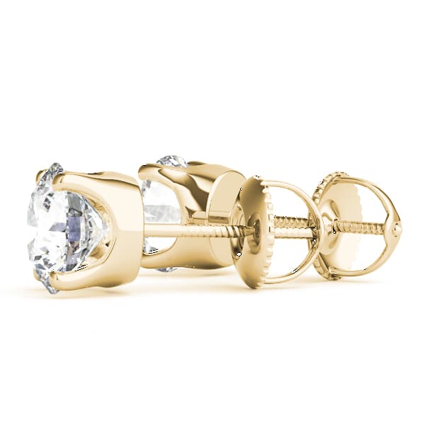 4-Prong Round Earring Screwback Setting (0.030) (3/4 ct. tw.), Angle view in yellow gold