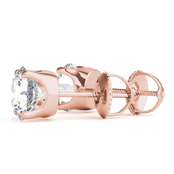 4-Prong Round Earring Screwback Setting (0.030) (1 ct. tw.), Angle view in rose gold
