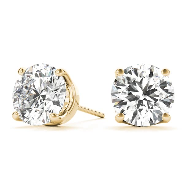 4-Prong Round Earring Screwback Setting (0.030) (3/4 ct. tw.), On hand view in yellow gold