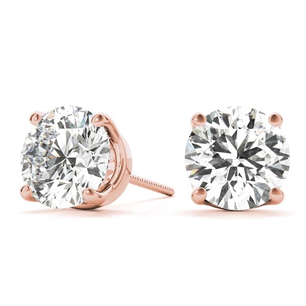 4-Prong Round Earring Screwback Setting (0.030) (1 ct. tw.), On hand view in rose gold