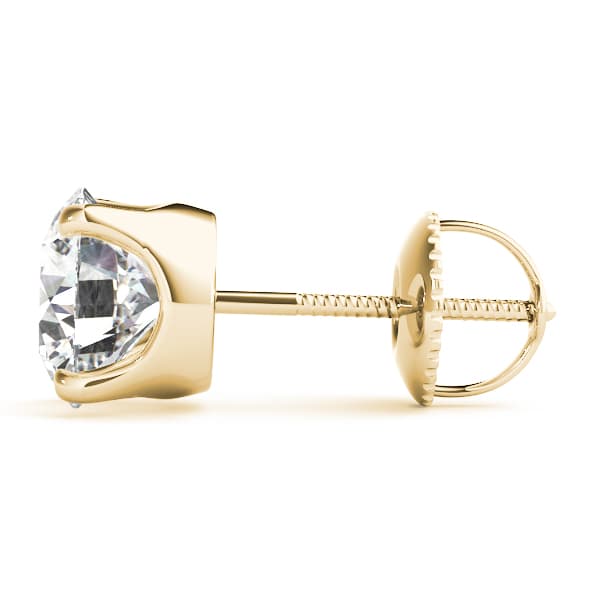4-Prong Round Earring Screwback Setting (0.030) (3/4 ct. tw.), Side view in yellow gold