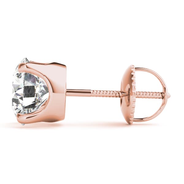 4-Prong Round Earring Screwback Setting (0.030) (1 ct. tw.), Side view in rose gold