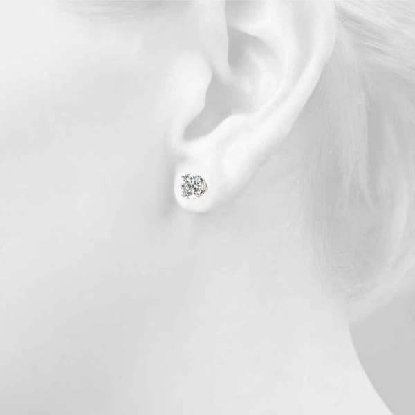 4-Prong Round Earring Screwback Setting (0.030) (2 ct. tw.), Top view in white gold or platinum