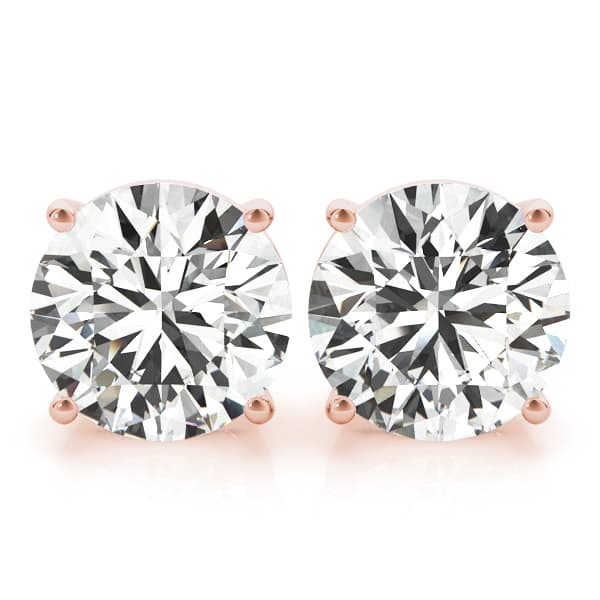 4-Prong Round Screwback Mounting (1 ct. tw.), Front view in rose gold