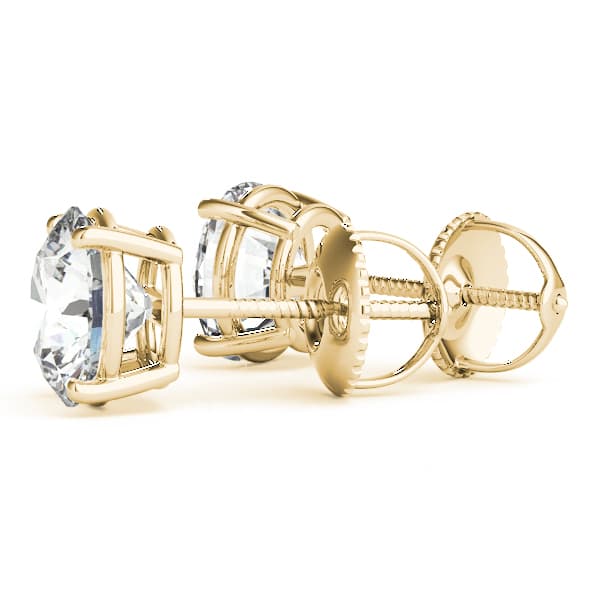 4-Prong Round Screwback Mounting (3 ct. tw.), Angle view in yellow gold