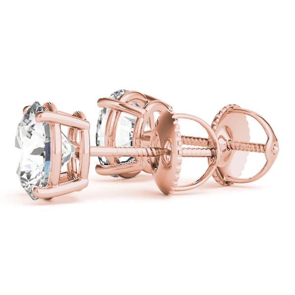 4-Prong Round Screwback Mounting (1 ct. tw.), Angle view in rose gold