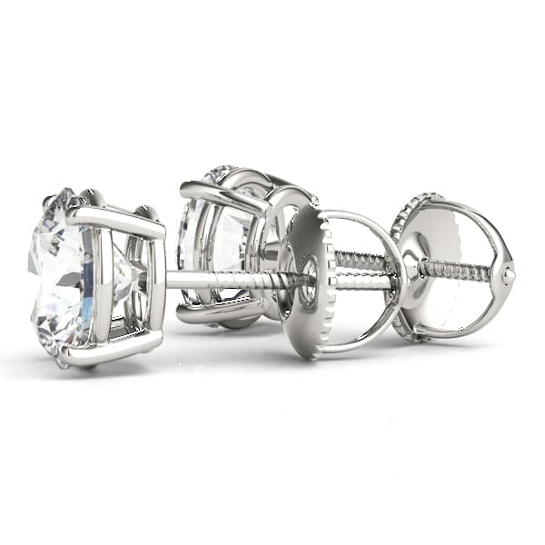 4-Prong Round Screwback Mounting (3 ct. tw.), Angle view in white gold or platinum