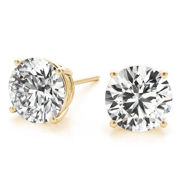 4-Prong Round Screwback Mounting (3 ct. tw.), On hand view in yellow gold