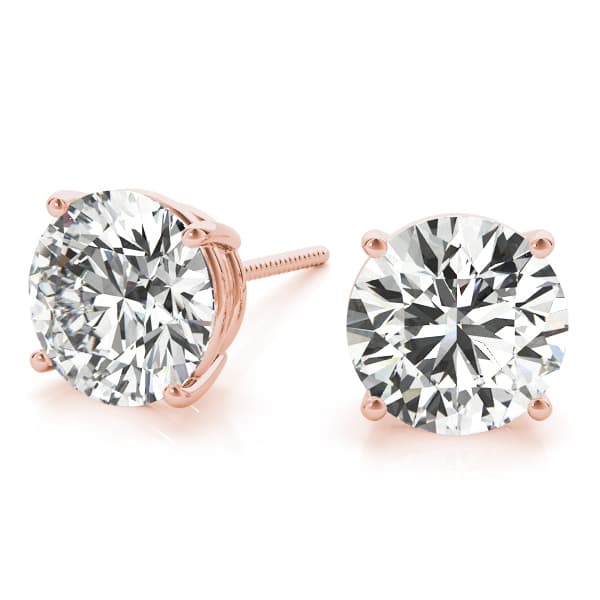 4-Prong Round Screwback Mounting (1 ct. tw.), On hand view in rose gold