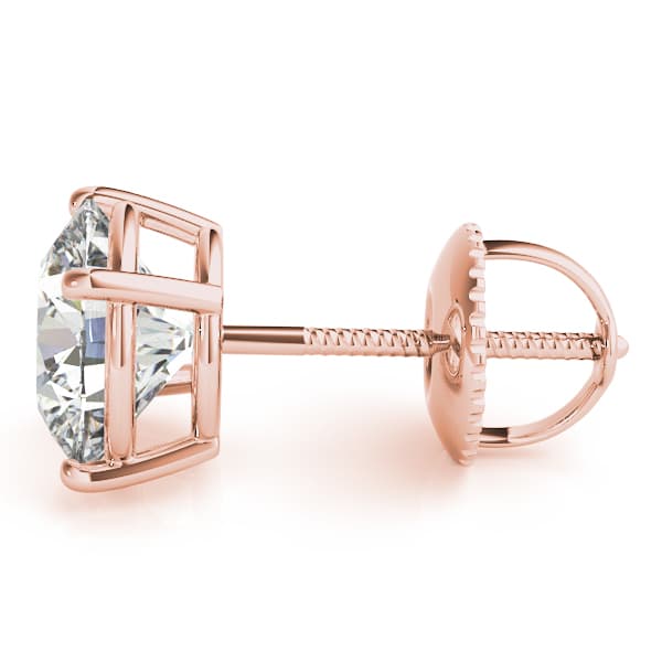 4-Prong Round Screwback Mounting (1 ct. tw.), Side view in rose gold