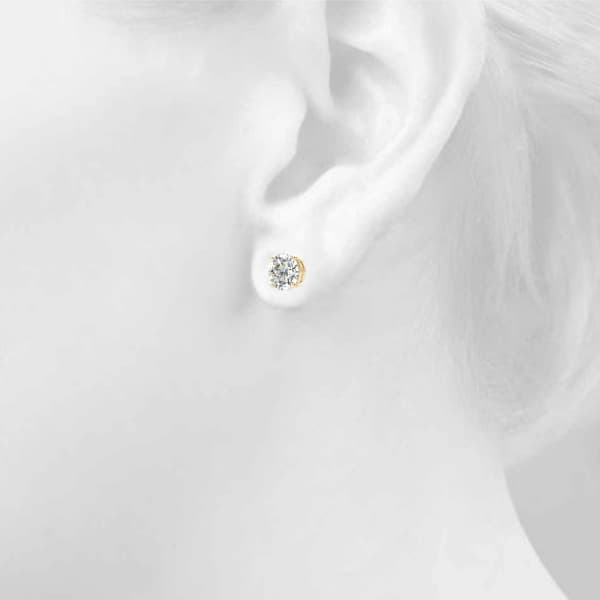 4-Prong Round Screwback Mounting (3 ct. tw.), Top view in yellow gold