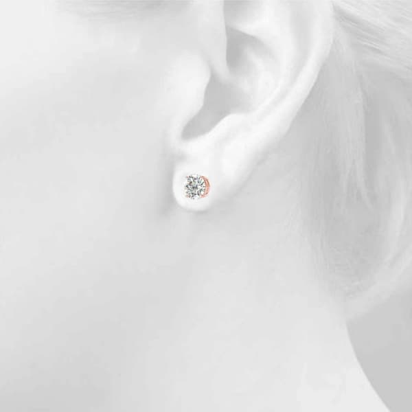 4-Prong Round Screwback Mounting (1 ct. tw.), Top view in rose gold