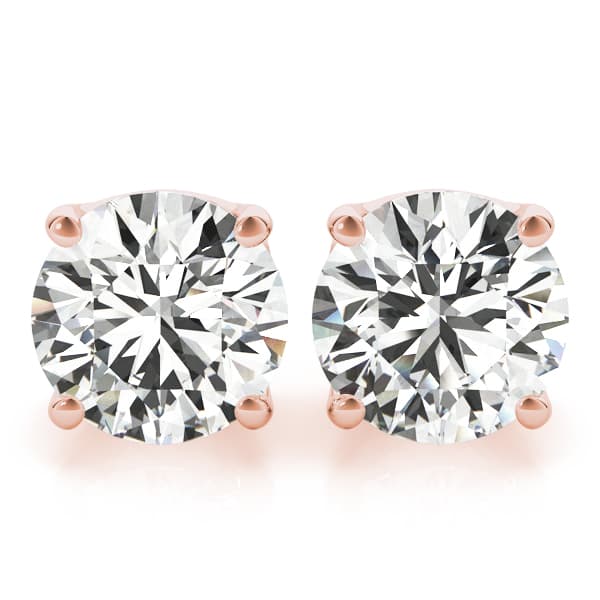 0.05 ct 4-prong Earrings With .036 (2 ct. tw.), Front view in rose gold