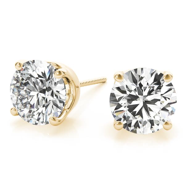0.05 ct 4-prong Earrings With .036 (2 ct. tw.), On hand view in yellow gold