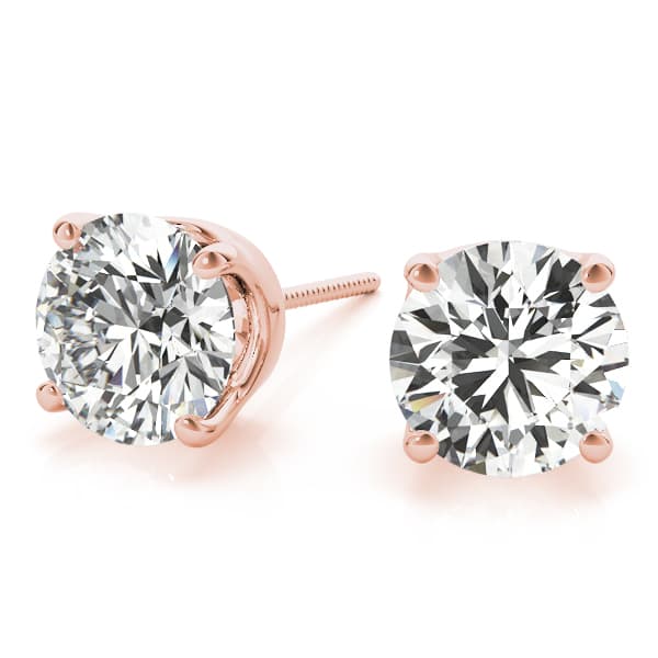 0.05 ct 4-prong Earrings With .036 (2 ct. tw.), On hand view in rose gold