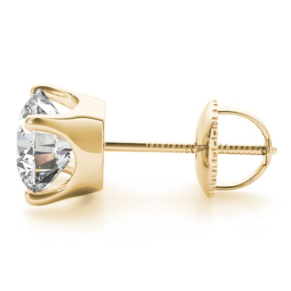 0.05 ct 4-prong Earrings With .036 (2 ct. tw.), Side view in yellow gold