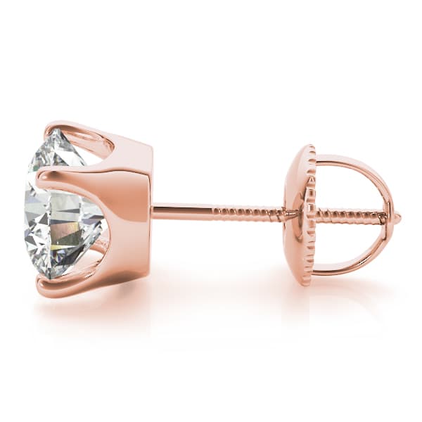 0.05 ct 4-prong Earrings With .036 (2 ct. tw.), Side view in rose gold