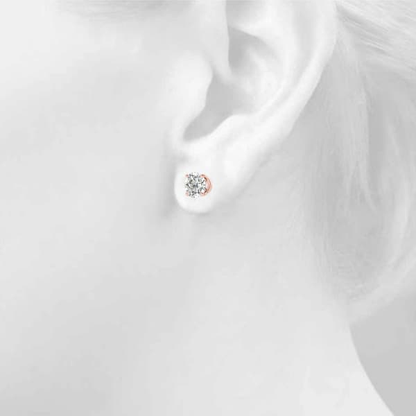 0.05 ct 4-prong Earrings With .036 (2 ct. tw.), Top view in rose gold