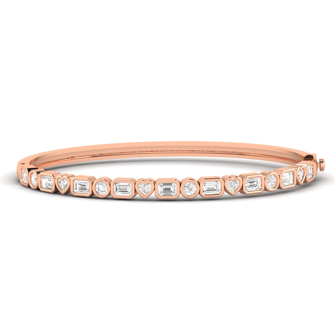 Lab Grown Diamond Multi-Shape Bangle (3 1/4 ct. tw.), Front view in rose gold